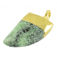Ruby zoisite tiger nail shape electro gold plated gemstone charm pendant